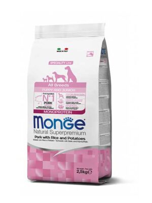 Monge-Superpremium-All-Breeds-Puppy-Junior-Maiale-Riso&Patate-cibo-secco-per-cani