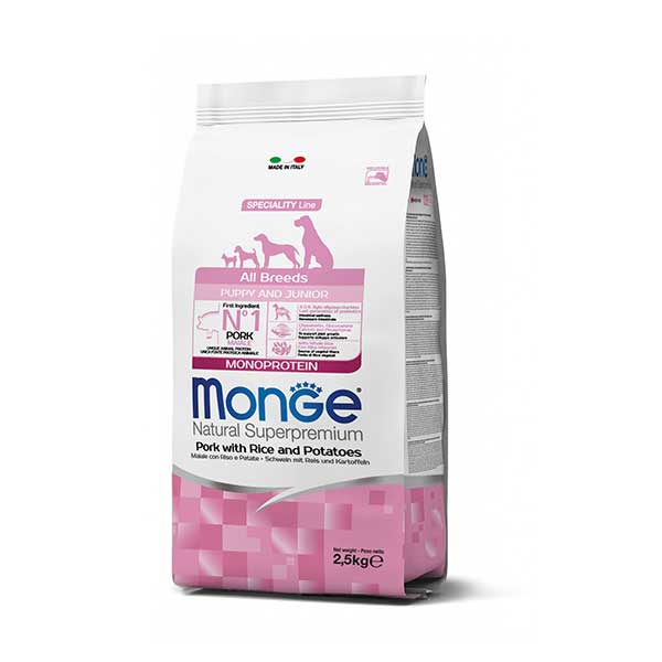 Monge-Superpremium-All-Breeds-Puppy-Junior-Maiale-Riso&Patate-cibo-secco-per-cani