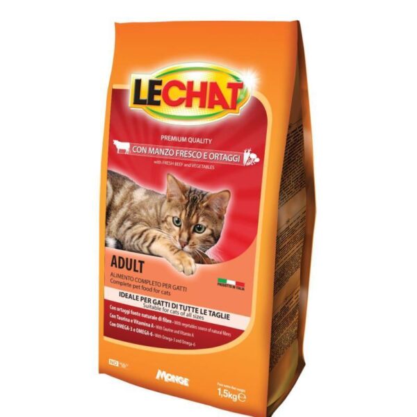 Lechat croccantini Manzo&Verdure 1,5Kg cibo secco gatto